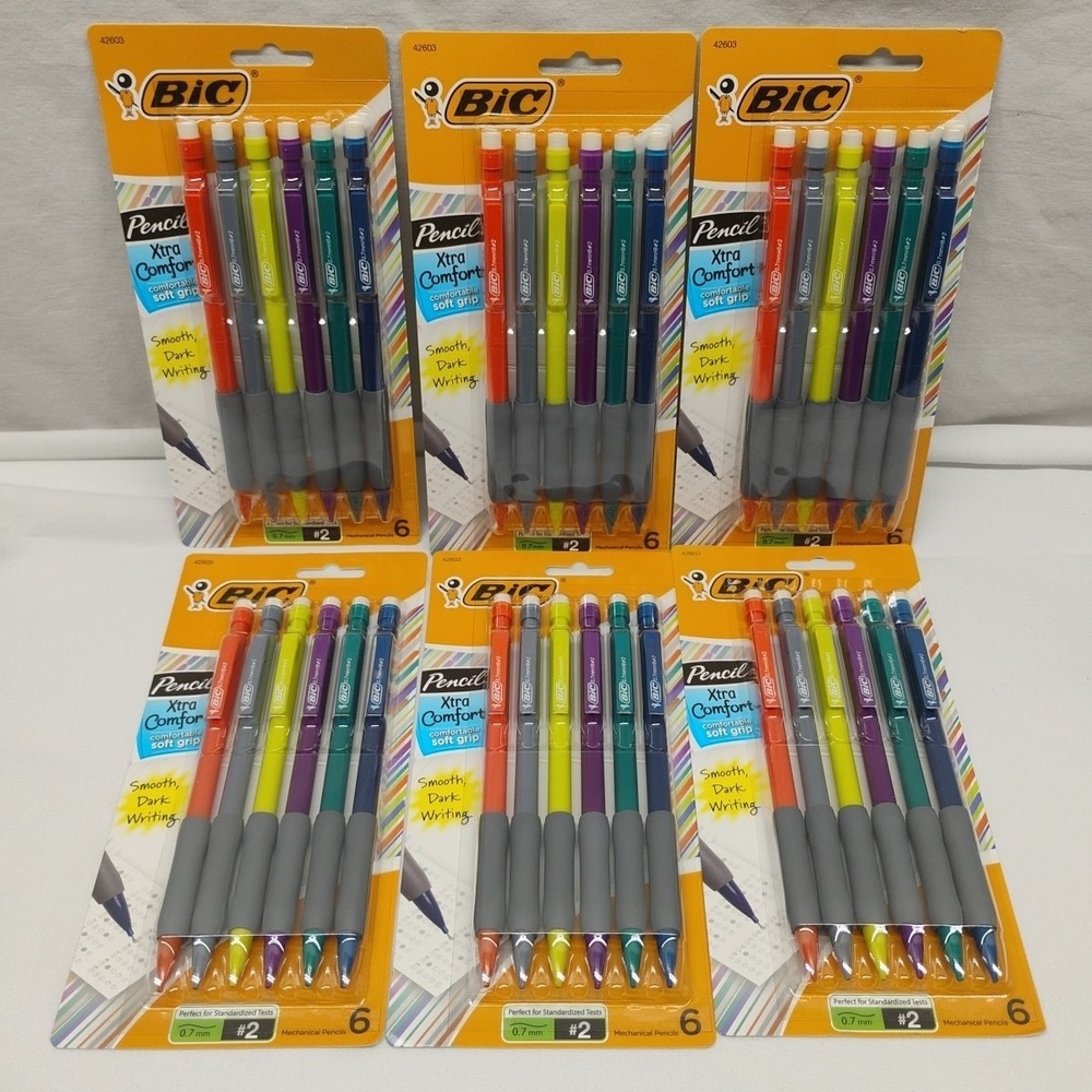 Bulk Buy 6x BIC Xtra Comfort‎ Soft Grip Mechanical Pencil #2 Hard Lead 6pk 42603